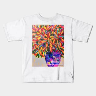Purple Vase Filled with Flowers Painting Kids T-Shirt